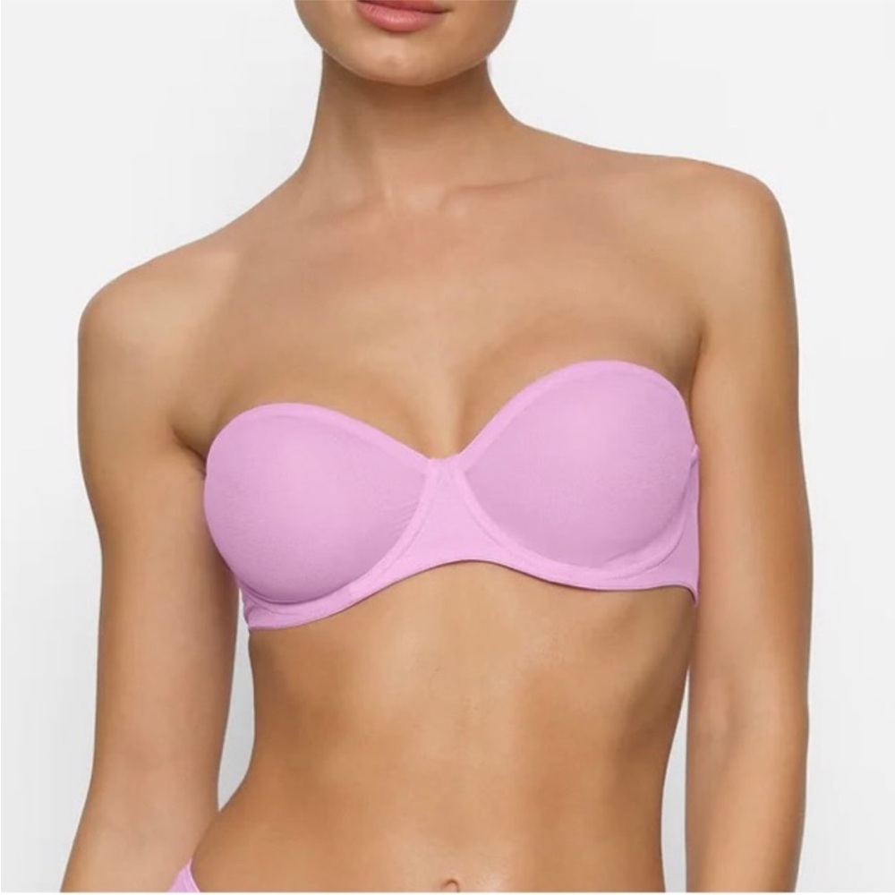 SKIMS Ultra Fine Mesh Strapless Bra Pink Petal 44DDD (44F)